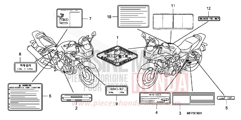 WARNETIKETT (CB1300S/CB1300SA) for CB1300 Super Bold'or ABS PEARL SUNBEAM WHITE (NHA66KF) from 2008